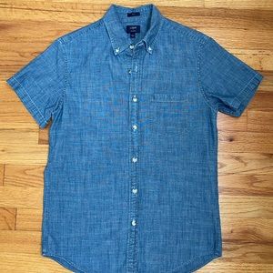 J. Crew Chambray Short Sleeve Button Down Shirt